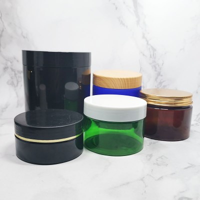 empty plastic cosmetic container round 100ml 120ml 150ml 200ml pet cream jar with screw cap