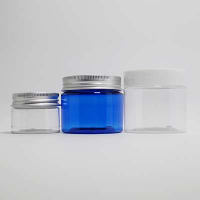 Cosmetic cream customized blue food container 50g 1000ml pet clear plastic jar