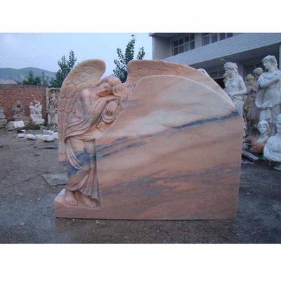 White Beige Marble Stone Headstone Cemetery Angel tombstone